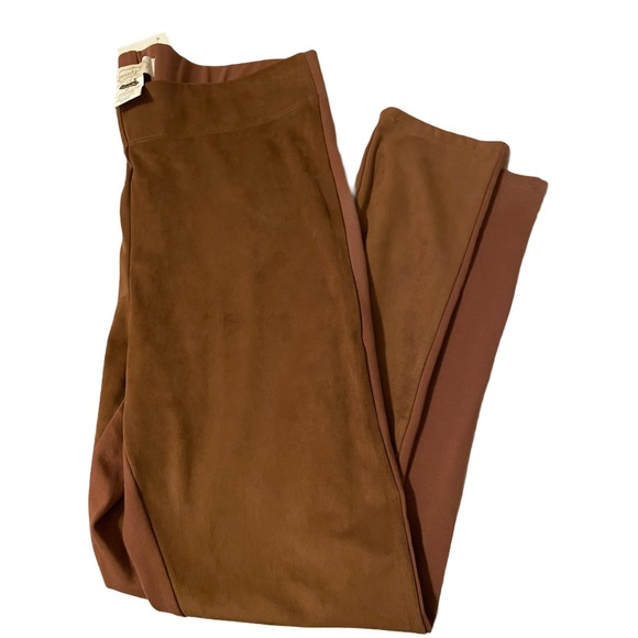 NWT Mud Pie Brown Faux Suede Pants Leggings size M - Picture 4 of 8